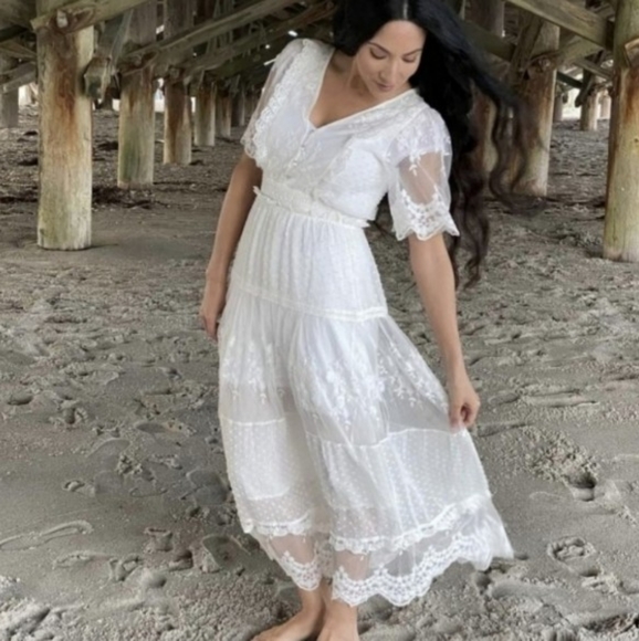 🌞BOHO FLORAL LACE MAXI DRESS - Picture 5 of 5